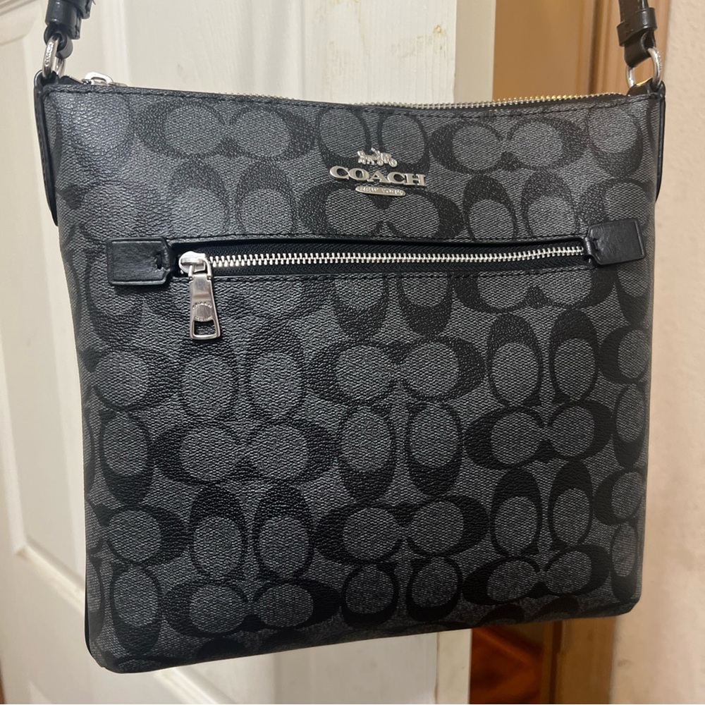 Coach Signature Black and Gray Shoulder Bag
